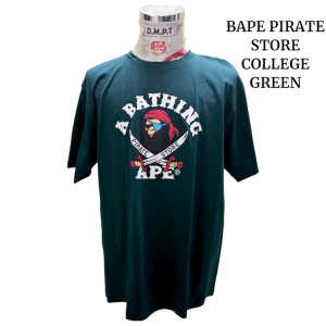 NEW UNUSED BAPE PIRATE STORE DARK GREEN COLLEGE S/S TEE