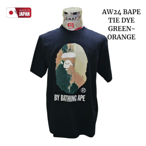 NEW UNUSED BAPE BIG APE HEAD GREEN/ORANGE TYE DYE S/S TEE