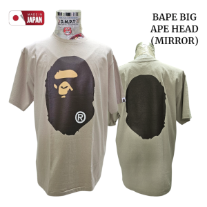 NEW UNUSED BAPE BIG APE HEAD MIRROR S/S BEIGE TEE
