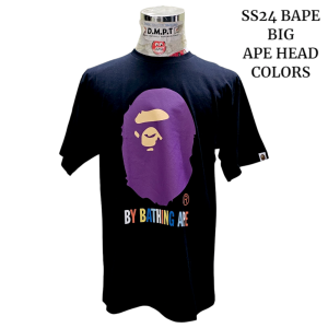 NEW UNUSED SS24 BAPE COLORS BY BATHING APE BIG APE HEAD S/S BLACK TEE